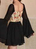 Lace Up Long Sleeve Mini Dress DJPT