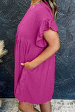 Neck Flounce Sleeve Mini Dress DJPT