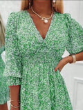 Size Ruffled Hem Floral Dress Plus Size DJPT