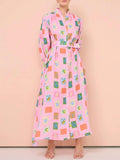 Button Front Long Sleeve Shirt Dress DJPT