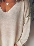 Size V-Neck Drop Shoulder Long Sleeve T-Shirt Plus Size DJPT