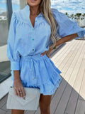 Shirt and Skirt Set with Ruffle Details DJPT