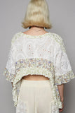 Floral Print Eyelet Ruffled Hem Blouse DJPT
