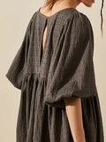 Textured Babydoll Mini Dress with Back Keyhole Detail DJPT