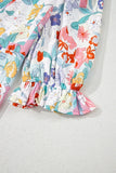 Flower Print Half Puff Sleeve Blouse DJPT
