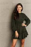 Leopard Smock Waist Long Sleeve Dress DJPT