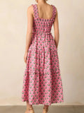 Print Ruffled Midi Dress with Pockets DJPT