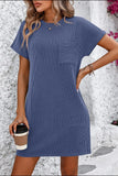 Ribbed Striped Short Sleeve Mini Tee Dress DJPT