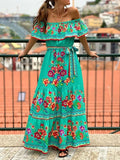 Off Shoulder Ruffle Maxi Dress DJPT
