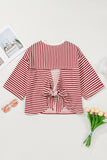 Bow Decor Cutout Drop Shoulder Top DJPT
