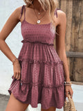 Frill Spaghetti Strap Tiered Dress DJPT
