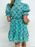 Print Puff Sleeve Shirt Dress DJPT