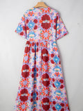 Print Tie Front Midi Dress DJPT