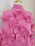 A line High Neckline Pink Satin Short Homecoming Dresses Birthday Outfits SD368 HZ0628