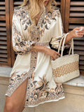 V-Neck Balloon Sleeve Mini Dress DJPT