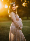 Belly Friendly V-neck Glitter Pleated Belt Boho Evening Photoshoot Babyshower Maternity Maxi Dress Maternity
