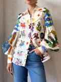 Button Up Lantern Sleeve Shirt DJPT