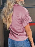 Satin Ruffle Sleeve Top DJPT
