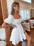 Neck Puff Sleeve Mini Dress DJPT