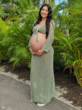 2-in-1 Cut Out Side Slit Fashion Vacation Cover Up Beach Photoshoot Maternity Maxi Dress Maternity