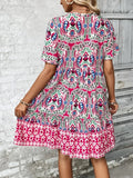 Tie Neck Short Sleeve Dress DJPT