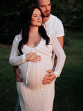 Ivory Lace Two Piece Set Side Slit V-neck Cami Maxi Dress And Crop Cardigan Elegant Going Out Maternity Photoshoot Baby Shower Maxi Dress Maternity