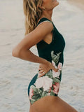 Size Cutout Printed Sleeveless One-Piece Swimwear DJPT