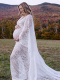 Floral Lace Backless Boho Baby Shower Flare Sleeve Pregnant Maternity Photoshoot Maxi Dress Maternity