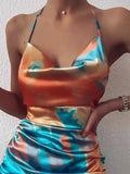 Halter Ruched Mini Dress with Side Drawstring DJPT