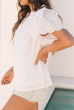Notched Short Sleeve Blouse DJPT