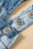 Print Buttoned Strap Wide Leg Denim Overalls DJPT