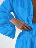 Size Button Up Balloon Sleeve Top and Shorts Set Plus Size DJPT