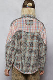 Plaid Patchwork Long Sleeve Shirt with Raw Edge Detail DJPT
