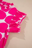Pattern Frilled Collar Flutter Sleeve Top DJPT