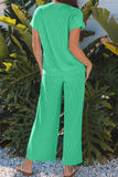 Knit Round Neck Top and Pants Casual Set DJPT