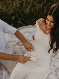Off Shoulder Irregular Side Slit Bodycon Fashion Photoshoot Baby Shower Maternity Maxi Dress Maternity