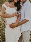 Off Shoulder Irregular Side Slit Bodycon Fashion Photoshoot Baby Shower Maternity Maxi Dress Maternity