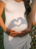 Off Shoulder Irregular Side Slit Bodycon Fashion Photoshoot Baby Shower Maternity Maxi Dress Maternity