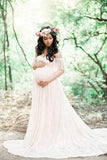 Women's Lace Pregnant Women Tail Short-Sleeved Dress Photography Flying Sleeve Dress 8919 (Special Price) Maternity