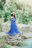 Women's Lace Pregnant Women Tail Short-Sleeved Dress Photography Flying Sleeve Dress 8919 (Special Price) Maternity