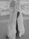 Cut Out Lace Patchwork V-Neck Sheer Side Slit Sleeveless Photoshoot Maternity Maxi Dress Maternity