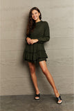 Leopard Smock Waist Long Sleeve Dress DJPT
