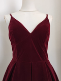 A line Sleeveless Burgundy Velvet Party Dress Holiday Birthday Dresses For Women SD350