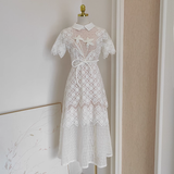 A line Short Sleeves White Lace Party Dress Holiday Birthday Dresses For Women SD365