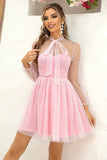 Neck Open Back Mesh Dress DJPT