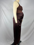 Mesh Patchwork Ruched Cut Out Halter Neck Backless Bodycon Elegant Maternity Baby Shower Party Maxi Dress Maternity