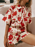 Print Scalloped Edge Top and Shorts Set DJPT