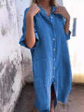 Size Casual Linen Button-Down Shirt Dress Plus Size DJPT