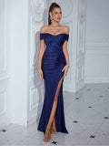 Mermaid Spaghetti Straps Black Slit Prom Dresses Long Party Dress SD2244 HZ0628