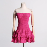 Sheath Strapless Blue Lace Vacation Dress Short Birthday Dresses SD173